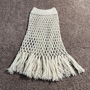 Hand Crafted Cream Crochet Swim Coverup